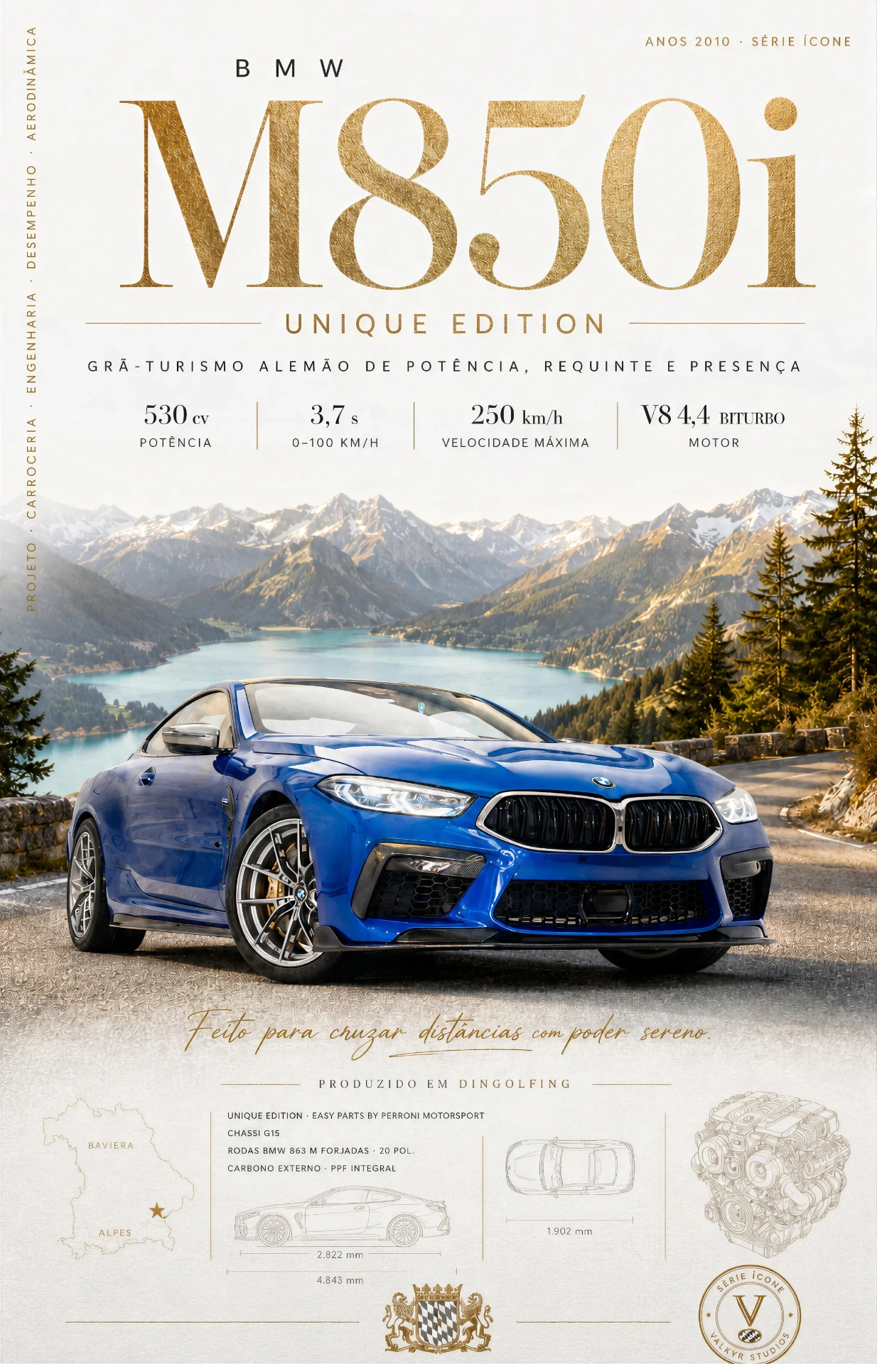 BMW M850i, peça da Série Ícone VALKYR, direção de arte