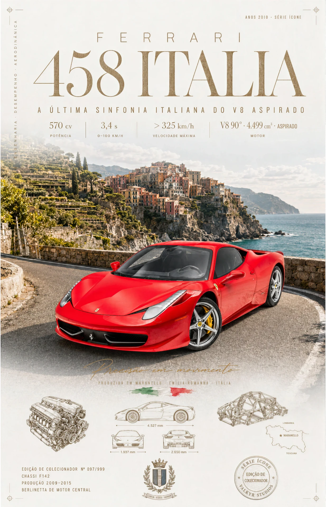 Ferrari 458 Italia, peça da Série Ícone VALKYR, direção de arte